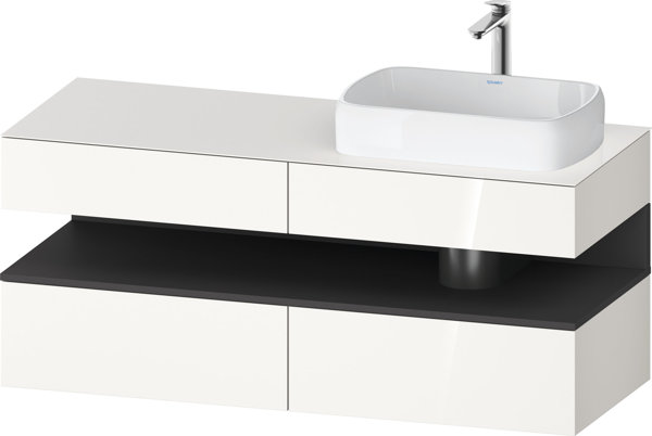 Duravit Qatego console washbasin base, 2 drawers, 2 drawers, cutout right, 1400x550x600mm, niche gra...