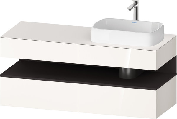 Duravit Qatego console washbasin base, 2 drawers, 2 drawers, cutout right, 1400x550x600mm, niche gra...