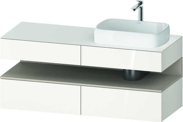 Duravit Qatego console vanity unit, 2 drawers, 2 drawers, cutout right, 1400x550x600mm, niche taupe supermatt, QA4766083