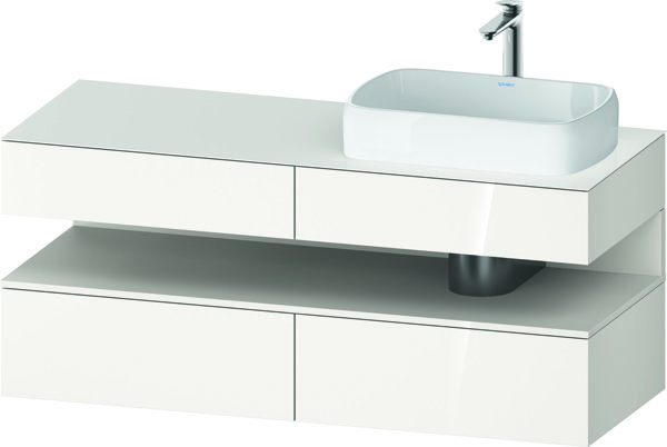 Duravit Qatego console vanity unit, 2 drawers, 2 drawers, cutout right, 1400x550x600mm, niche white supermatt, QA4766084