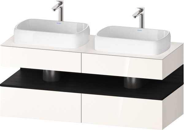 Duravit Qatego console washbasin base, 2 extensions, 2 drawers, 2 cutouts, 1400x550x600mm, niche oak black, QA4767016