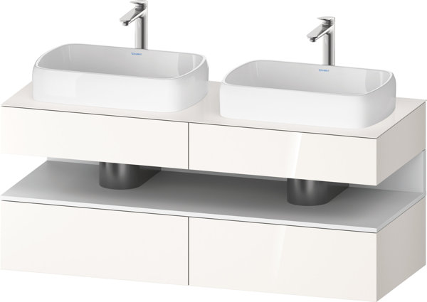 Duravit Qatego console washbasin base, 2 extensions, 2 drawers, 2 cutouts, 1400x550x600mm, niche Whi...