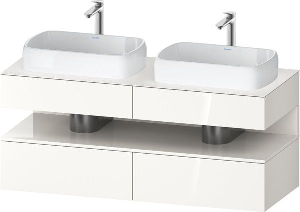 Duravit Qatego console washbasin base, 2 extensions, 2 drawers, 2 cutouts, 1400x550x600mm, niche white high gloss, QA4767022