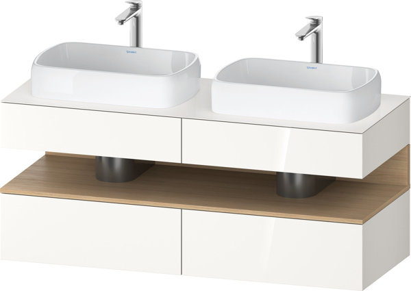 Duravit Qatego console washbasin base, 2 extensions, 2 drawers, 2 cutouts, 1400x550x600mm, niche nat...