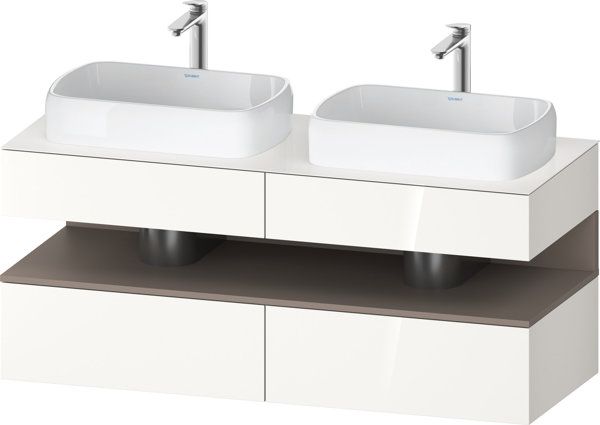 Duravit Qatego console washbasin base, 2 extensions, 2 drawers, 2 cutouts, 1400x550x600mm, niche basalt matt, QA4767043