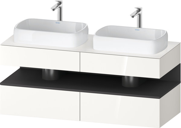 Duravit Qatego console washbasin base, 2 extensions, 2 drawers, 2 cutouts, 1400x550x600mm, niche Gra...