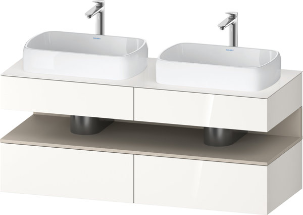 Duravit Qatego console washbasin base, 2 extensions, 2 drawers, 2 cutouts, 1400x550x600mm, niche taupe supermatt, QA4767083