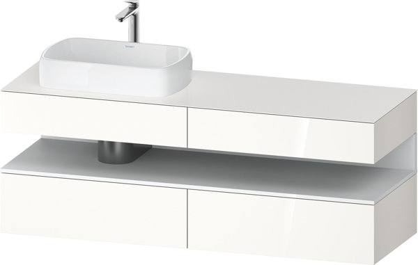 Duravit Qatego console washbasin base, 2 drawers, 2 drawers, cutout left, 1600x550x600mm, niche white matt, QA4777018