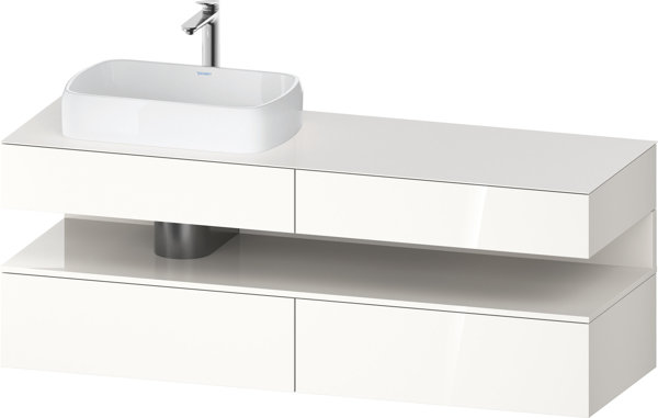 Duravit Qatego console vanity unit, 2 drawers, 2 drawers, cutout left, 1600x550x600mm, niche white h...