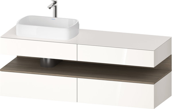 Duravit Qatego console vanity unit, 2 drawers, 2 drawers, cutout left, 1600x550x600mm, niche oak terra, QA4777035