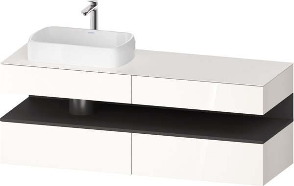 Duravit Qatego console washbasin base, 2 drawers, 2 drawers, cutout left, 1600x550x600mm, niche graphite matt, QA4777049