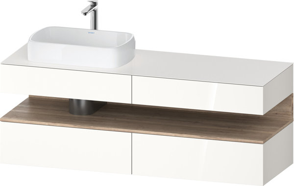 Duravit Qatego console washbasin base, 2 drawers, 2 drawers, cutout left, 1600x550x600mm, niche oak ...