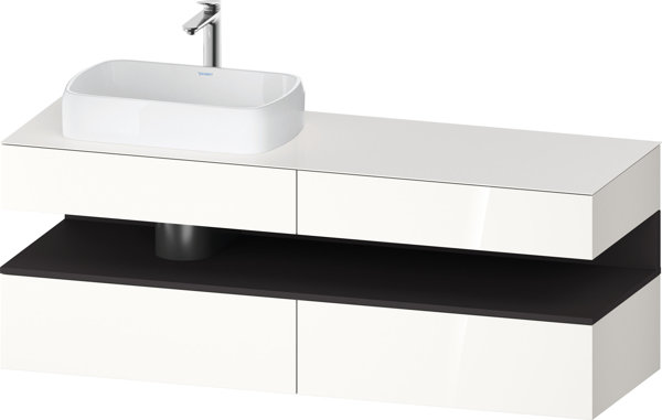 Duravit Qatego console washbasin base, 2 drawers, 2 drawers, cutout left, 1600x550x600mm, niche graphite supermatt, QA4777080