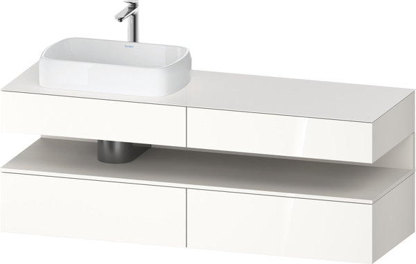 Duravit Qatego console vanity unit, 2 drawers, 2 drawers, cutout left, 1600x550x600mm, niche white s...