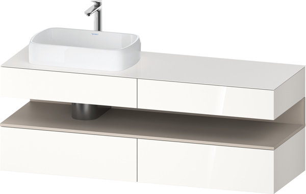 Duravit Qatego console vanity unit, 2 drawers, 2 drawers, cutout left, 1600x550x600mm, niche taupe matt, QA4777091