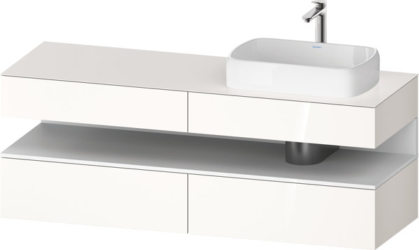 Duravit Qatego console vanity unit, 2 drawers, 2 drawers, cutout right, 1600x550x600mm, niche white matt, QA4778018