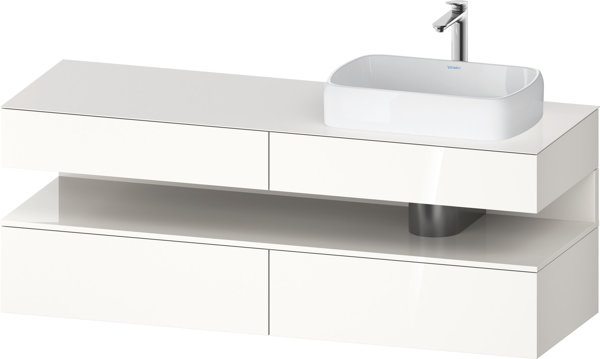 Duravit Qatego console vanity unit, 2 drawers, 2 drawers, cutout right, 1600x550x600mm, niche white high gloss, QA4778022