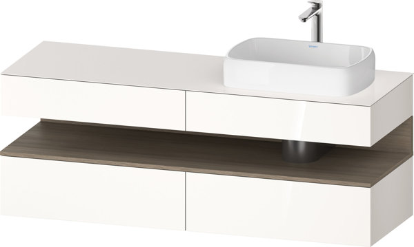 Duravit Qatego console vanity unit, 2 drawers, 2 drawers, cutout right, 1600x550x600mm, niche oak terra, QA4778035