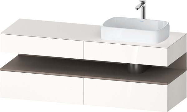 Duravit Qatego console washbasin base, 2 drawers, 2 drawers, cutout right, 1600x550x600mm, niche basalt matt, QA4778043