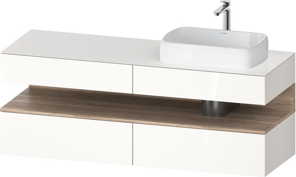 Duravit Qatego console washbasin base, 2 drawers, 2 drawers, cutout right, 1600x550x600mm, niche oak marbled, QA4778055