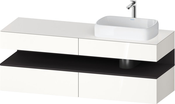 Duravit Qatego console washbasin vanity, 2 drawers, 2 drawers, cutout right, 1600x550x600mm, niche graphite supermatt, QA4778080