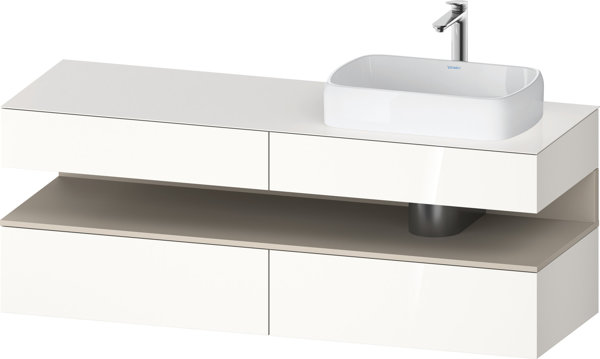 Duravit Qatego console vanity unit, 2 drawers, 2 drawers, cutout right, 1600x550x600mm, niche taupe supermatt, QA4778083