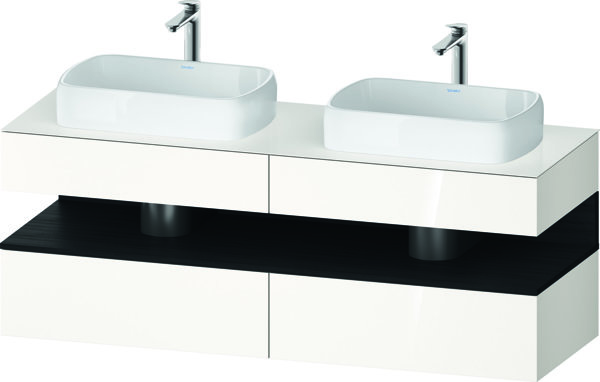 Duravit Qatego console washbasin base, 2 extensions, 2 drawers, 2 cutouts, 1600x550x600mm, niche oak black, QA4779016