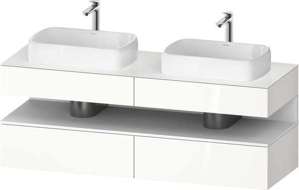 Duravit Qatego console washbasin base, 2 extensions, 2 drawers, 2 cutouts, 1600x550x600mm, niche Whi...