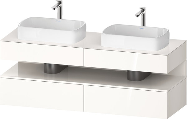 Duravit Qatego console washbasin base, 2 extensions, 2 drawers, 2 cutouts, 1600x550x600mm, niche whi...