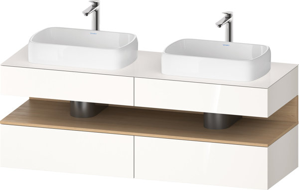 Duravit Qatego console washbasin base, 2 extensions, 2 drawers, 2 cutouts, 1600x550x600mm, niche nat...