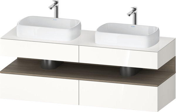 Duravit Qatego console washbasin base, 2 extensions, 2 drawers, 2 cut-outs, 1600x550x600mm, niche oak Terra, QA4779035