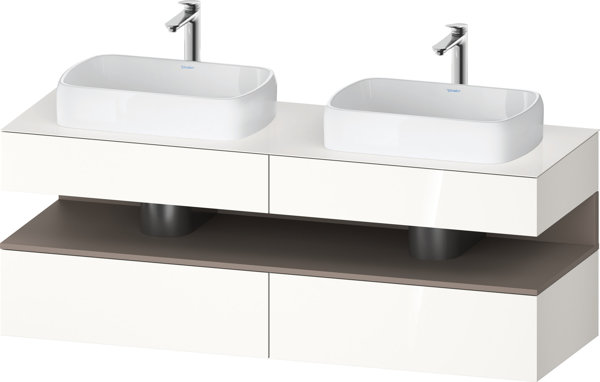 Duravit Qatego console washbasin base, 2 extensions, 2 drawers, 2 cutouts, 1600x550x600mm, niche basalt matt, QA4779043