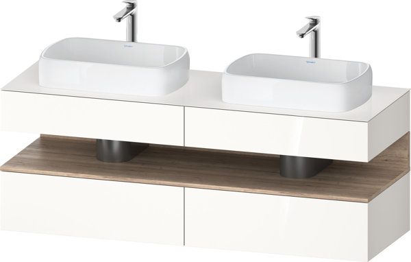 Duravit Qatego console washbasin base, 2 extensions, 2 drawers, 2 cutouts, 1600x550x600mm, niche oak...