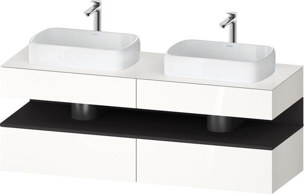 Duravit Qatego console washbasin base, 2 extensions, 2 drawers, 2 cut-outs, 1600x550x600mm, niche gr...