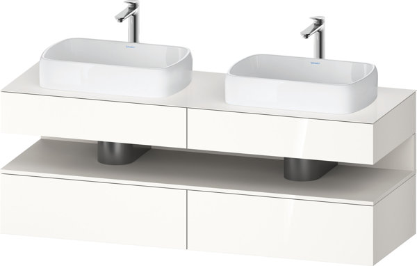 Duravit Qatego console washbasin base, 2 extensions, 2 drawers, 2 cutouts, 1600x550x600mm, niche white supermatt, QA4779084