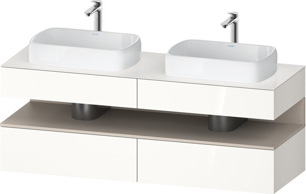 Duravit Qatego console washbasin base, 2 extensions, 2 drawers, 2 cutouts, 1600x550x600mm, niche tau...