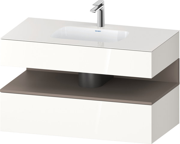 Duravit Qatego built-in washbasin with console washbasin base, 1000x550x600mm, niche basalt matt, QA...