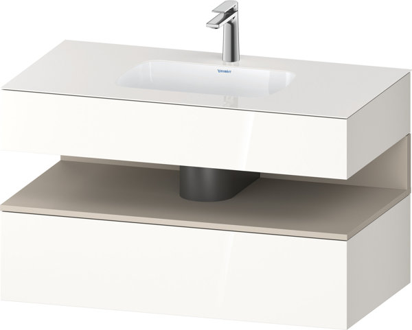 Duravit Qatego built-in washbasin with console washbasin base, 1000x550x600mm, niche taupe supermatt...