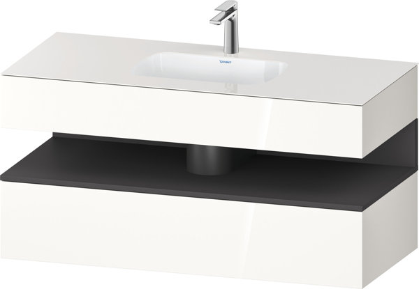 Duravit Qatego built-in washbasin with console washbasin base, 1200x550x600mm, niche graphite matt, ...