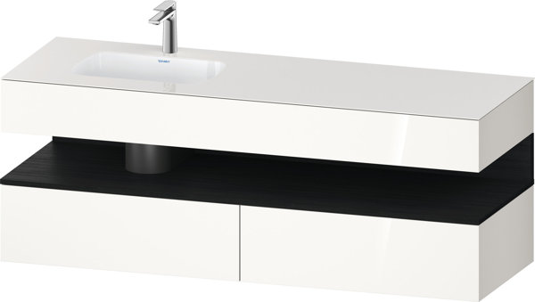 Duravit Qatego built-in washbasin with console washbasin base, 1600x550x600mm, niche oak black, basin left, QA4795016