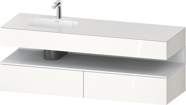 Duravit Qatego built-in washbasin with console washbasin base, 1600x550x600mm, niche white matt, bas...