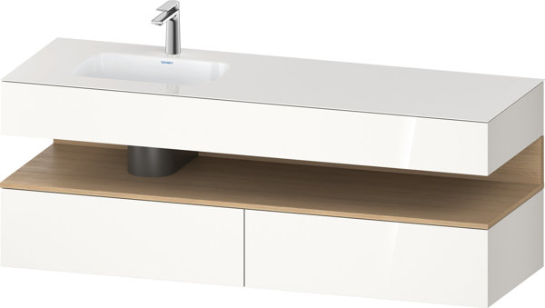 Duravit Qatego built-in washbasin with console washbasin base, 1600x550x600mm, niche natural oak, basin left, QA4795030