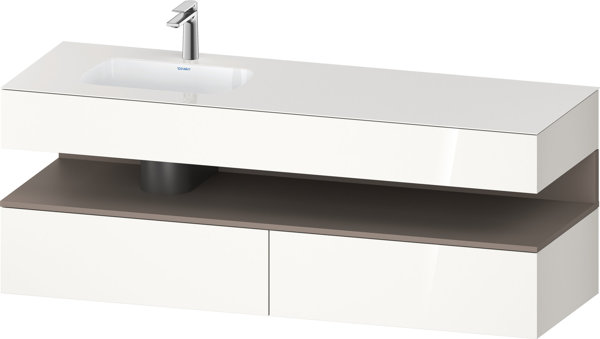 Duravit Qatego built-in washbasin with console washbasin base, 1600x550x600mm, niche basalt matt, ba...