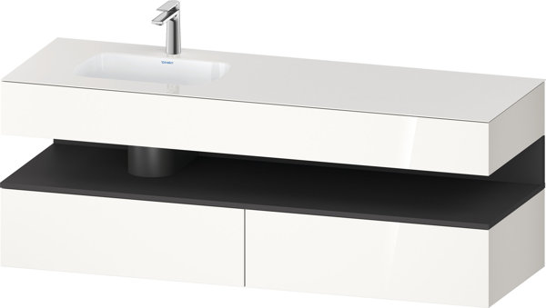 Duravit Qatego built-in washbasin with console washbasin base, 1600x550x600mm, niche graphite matt, basin left, QA4795049