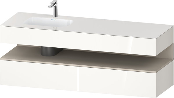 Duravit Qatego built-in washbasin with console washbasin base, 1600x550x600mm, niche taupe supermatt, basin left, QA4795083