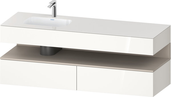 Duravit Qatego built-in washbasin with console washbasin base, 1600x550x600mm, niche taupe matt, bas...