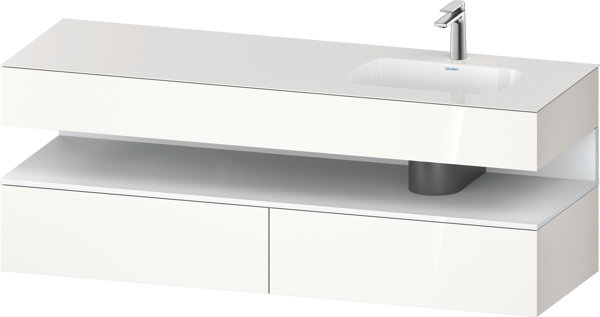 Duravit Qatego built-in washbasin with console washbasin base, 1600x550x600mm, niche white matt, basin right, QA4796018