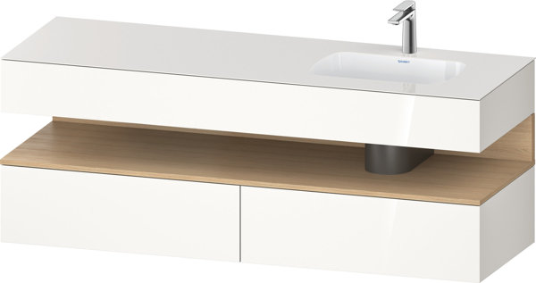 Duravit Qatego built-in washbasin with console washbasin base, 1600x550x600mm, niche natural oak, ba...