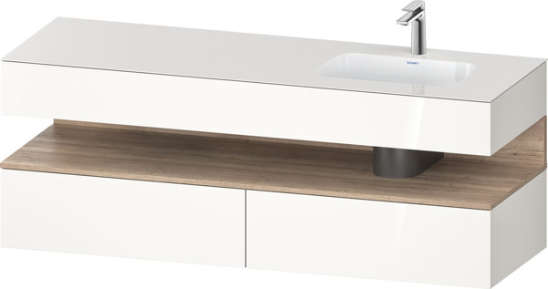 Duravit Qatego built-in washbasin with console washbasin base, 1600x550x600mm, niche oak marbled, ba...