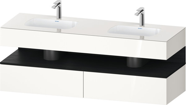 Duravit Qatego built-in washbasin with console washbasin base, 1600x550x600mm, niche oak black, doub...